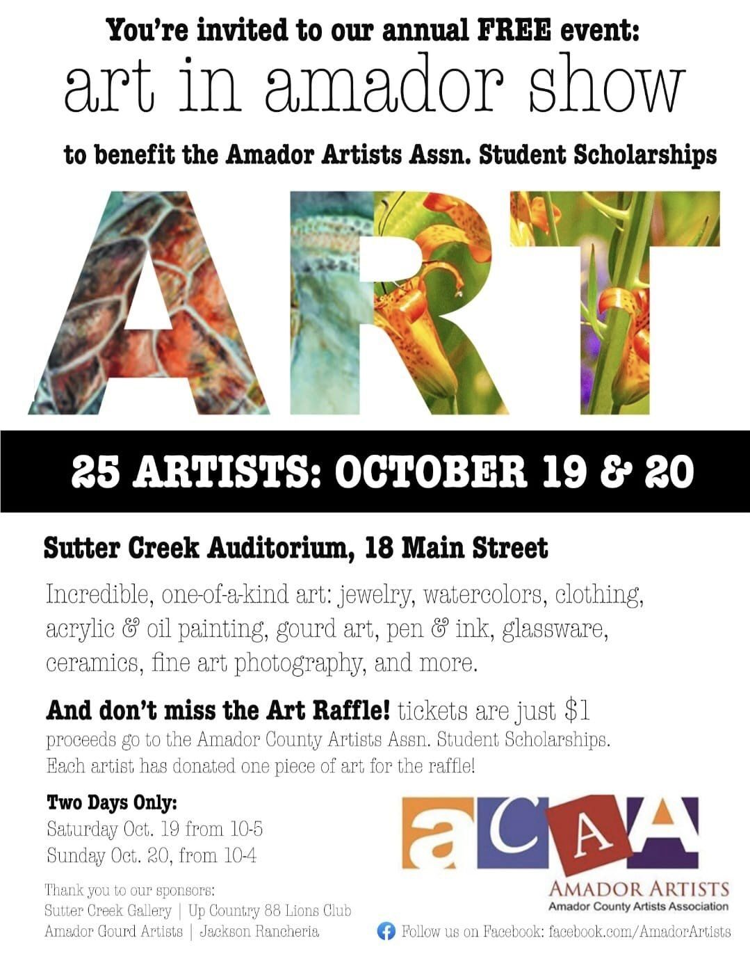 Art in Amador Show Flyer