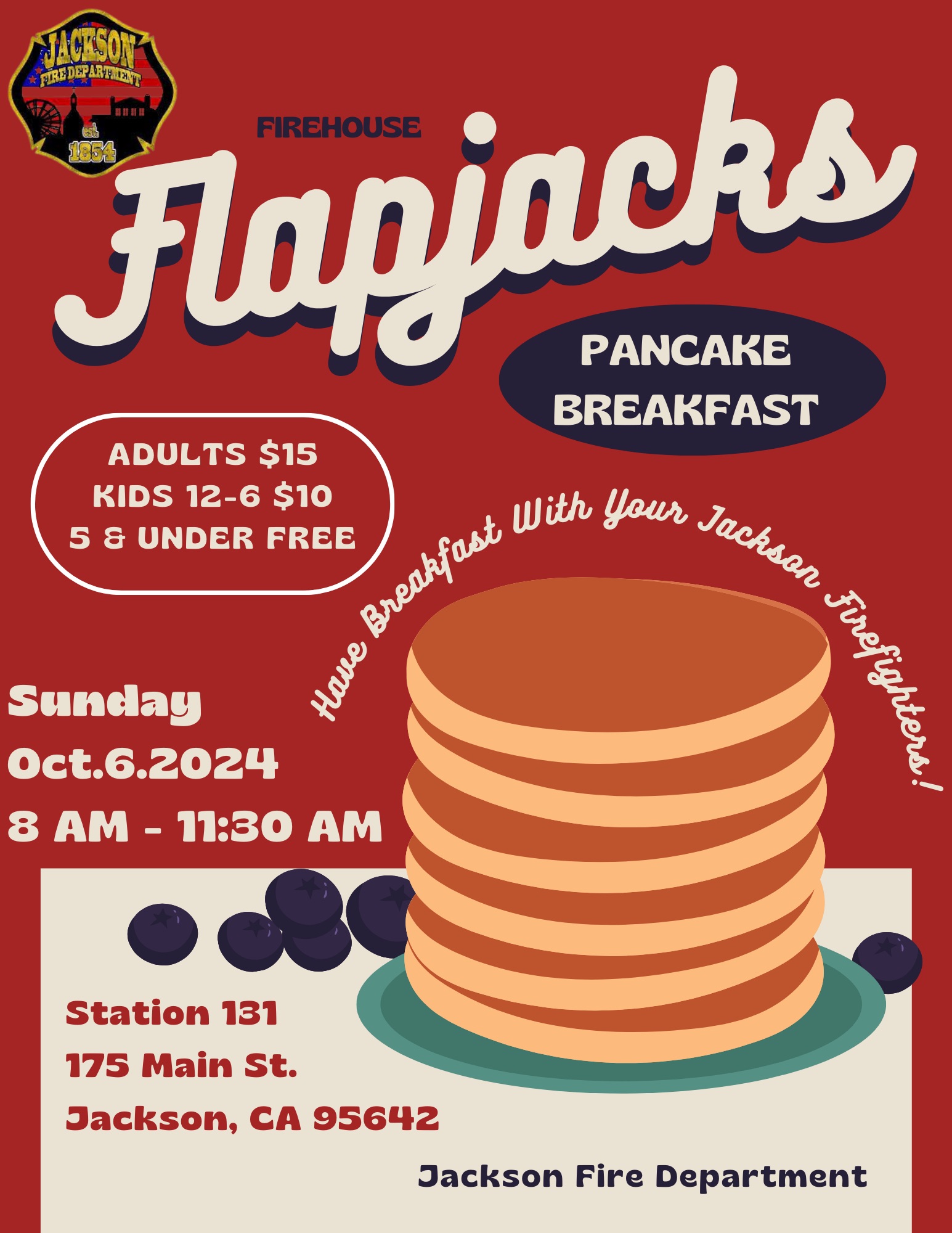 Firehouse Flapjacks Pancake Breakfast Flyer