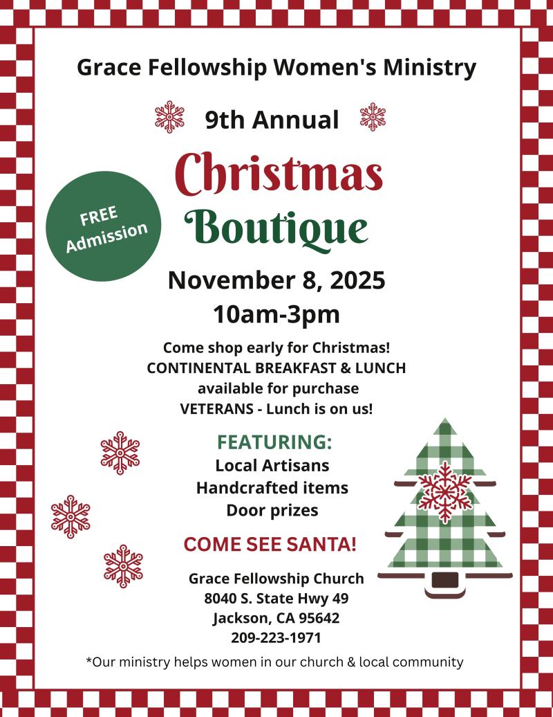 9th Annual Grace Fellowship Christmas Boutique Flyer